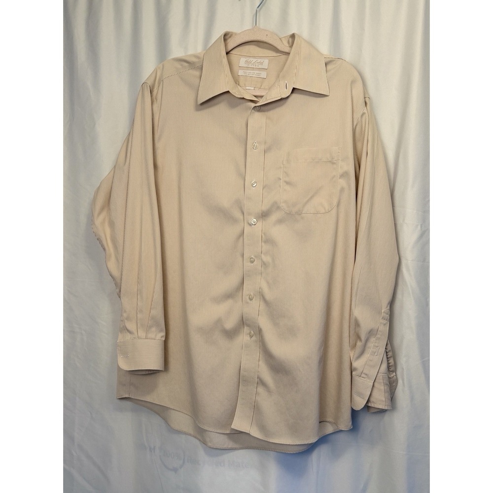 Roundtree & Yorke Gold Label Fitted 17/34 Men's 100% Cotton Dobby Button Up